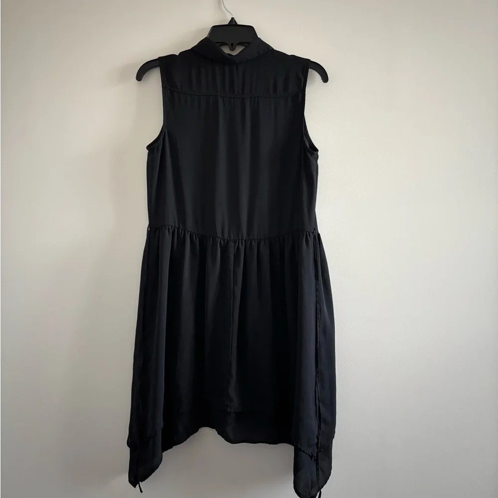 Y2K L’Amour Dress Black Collared Chiffon Button Sleeveless Womens M Whimsigoth